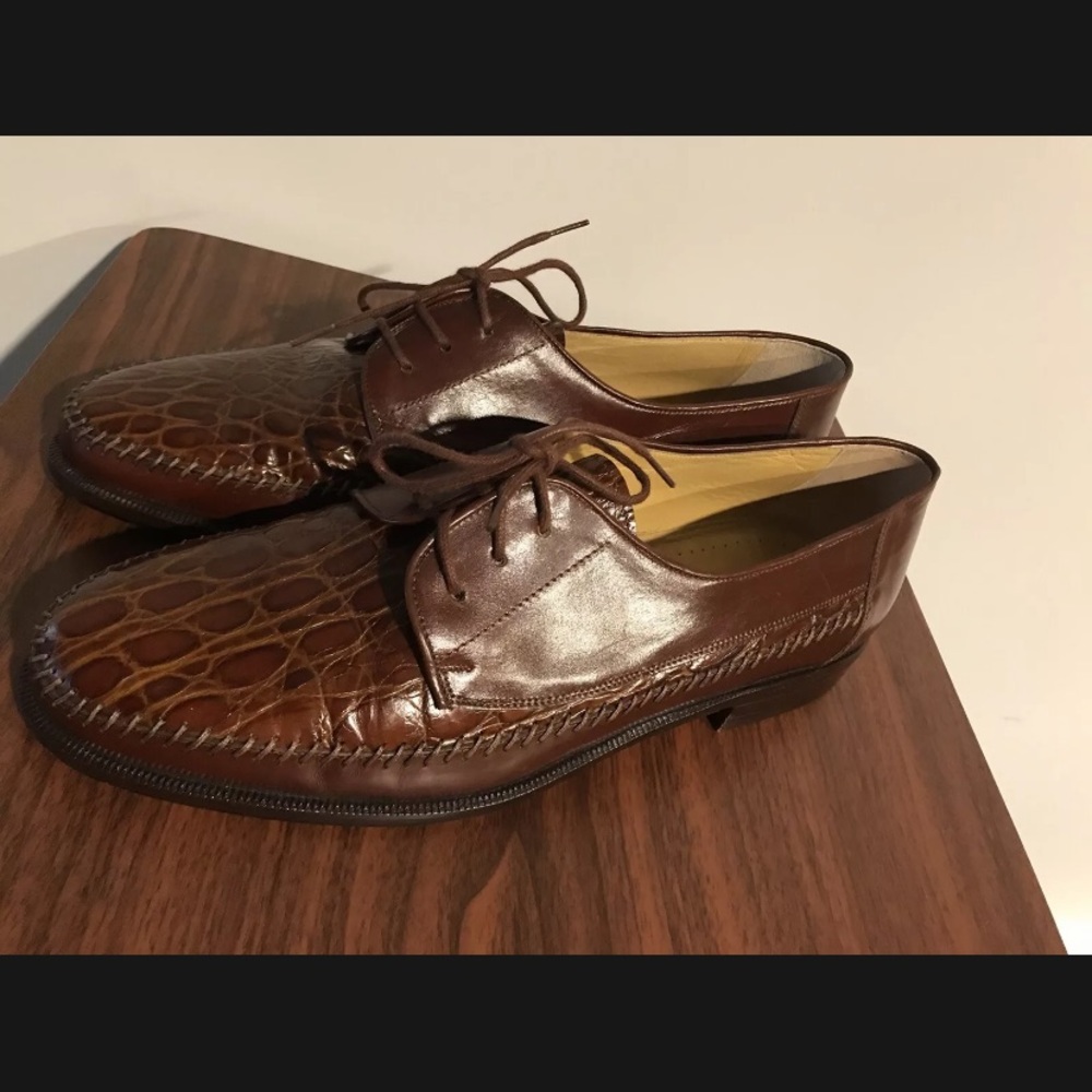 SANTORINI MADE IN ITALY BROWN LEATHER SHOES